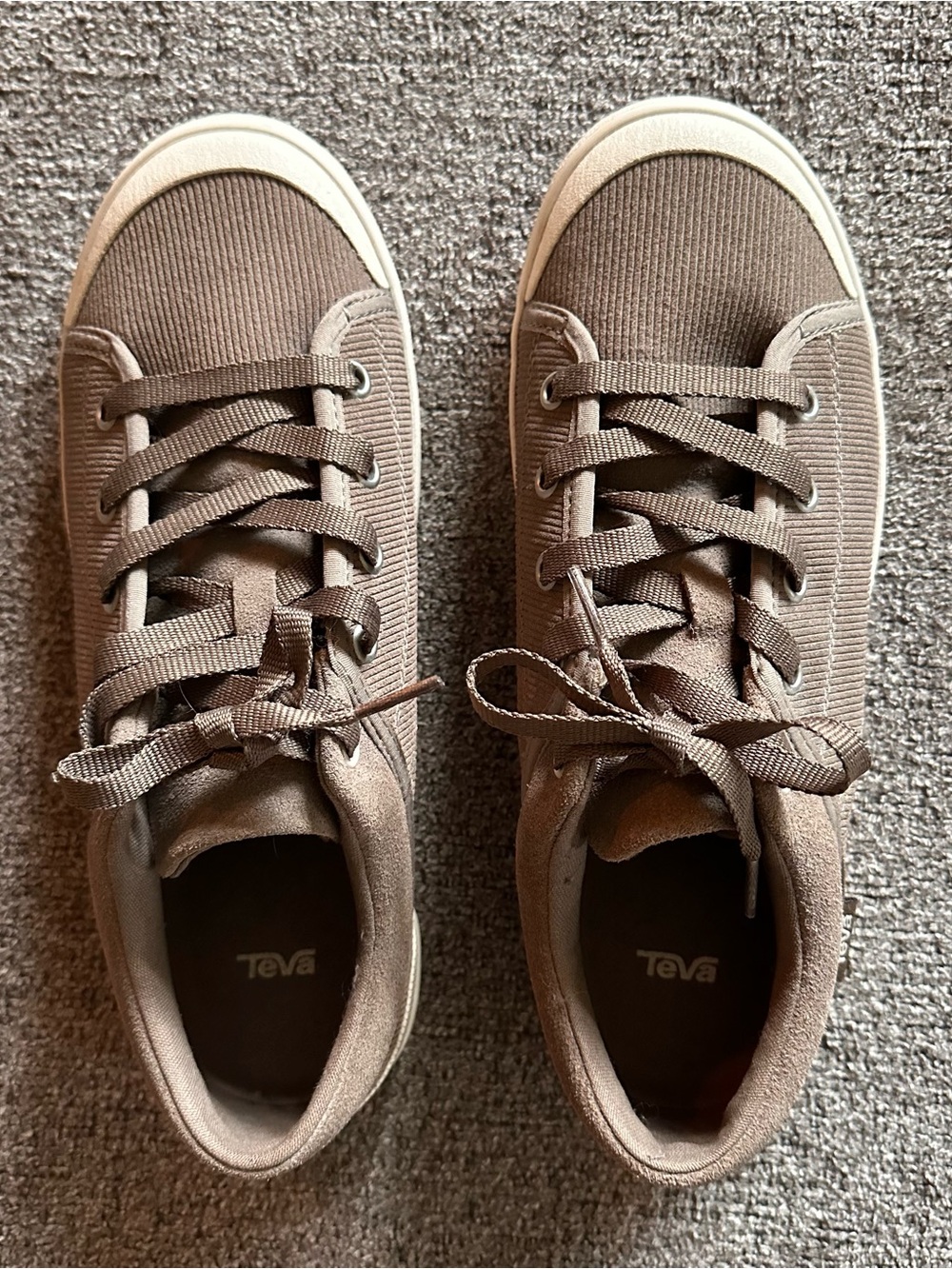NEW Teva Freewheel Corduroy Women’s Shoes Brown Taupe Casual Lace-Up Sneakers